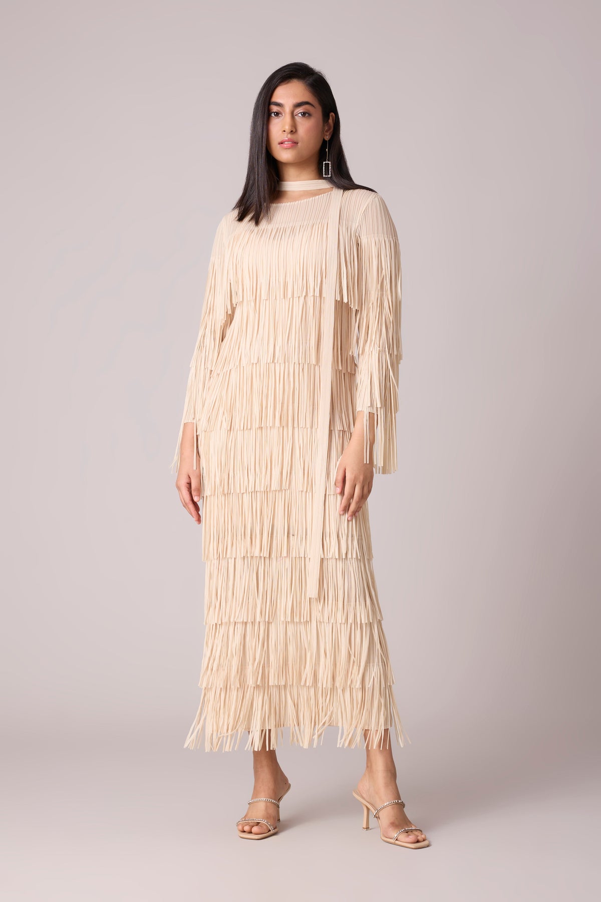 Isla Fringe Dress - Ivory