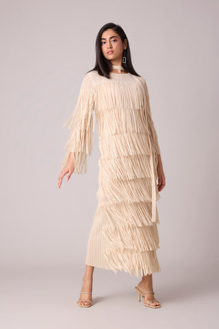 Isla Fringe Dress - Ivory