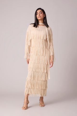 Isla Fringe Dress - Ivory