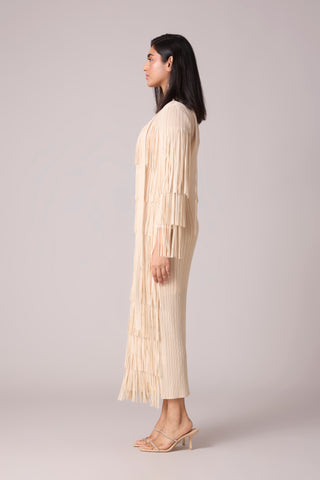 Isla Fringe Dress - Ivory