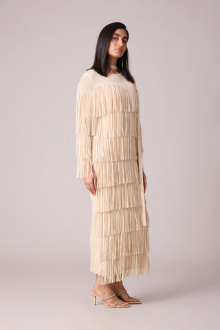 Isla Fringe Dress - Ivory