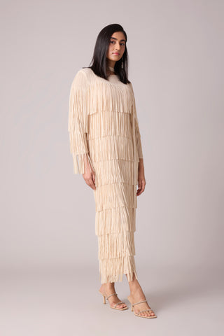 Isla Fringe Dress - Ivory