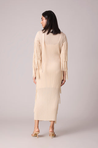 Isla Fringe Dress - Ivory