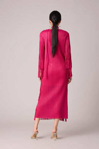 Isla Fringe Dress - Rose Red