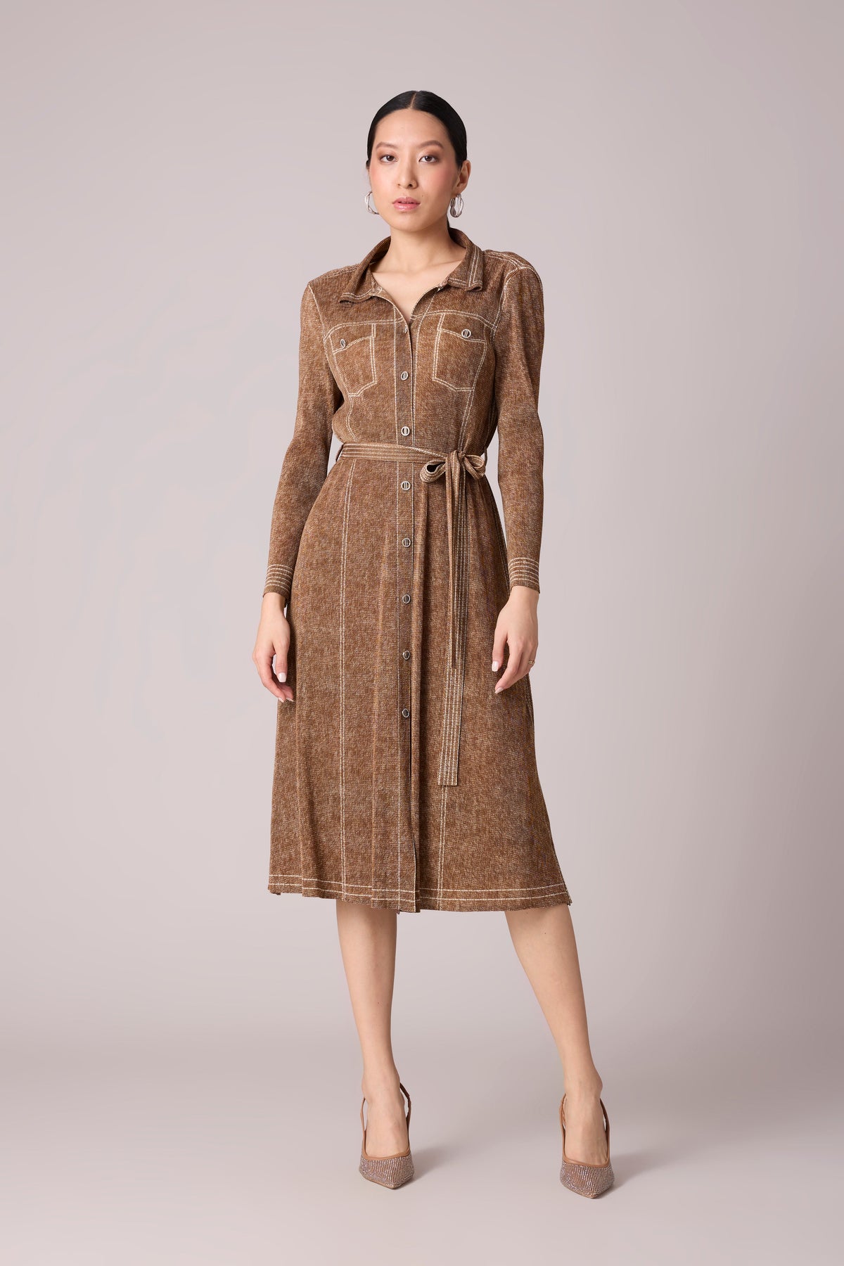 Levy Denim Wash Dress - Brown