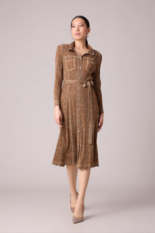 Levy Denim Wash Dress - Brown