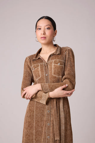 Levy Denim Wash Dress - Brown