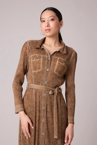 Levy Denim Wash Dress - Brown