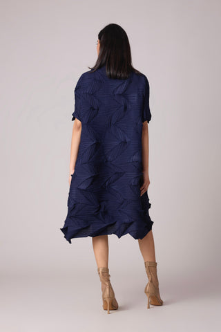 Mona 3D Pleated Dress - Navy