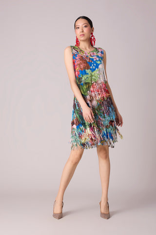 Isla Fringe Dress - Tropical Print