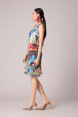 Isla Fringe Dress - Tropical Print