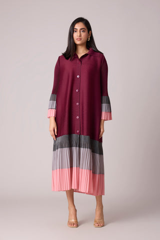 Betsy Shirt Dress - Burgundy