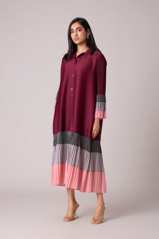 Betsy Shirt Dress - Burgundy