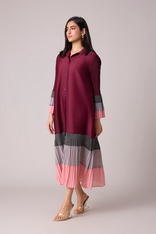 Betsy Shirt Dress - Burgundy