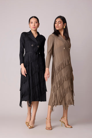 Camren Fringe Dress - Taupe