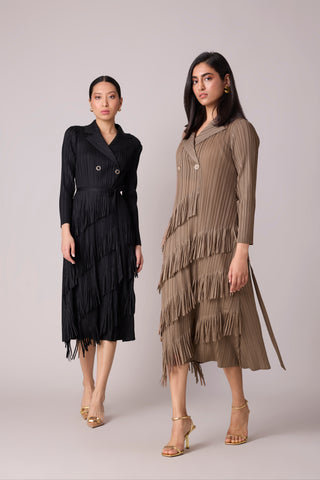 Camren Fringe Dress - Taupe