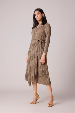 Camren Fringe Dress - Taupe