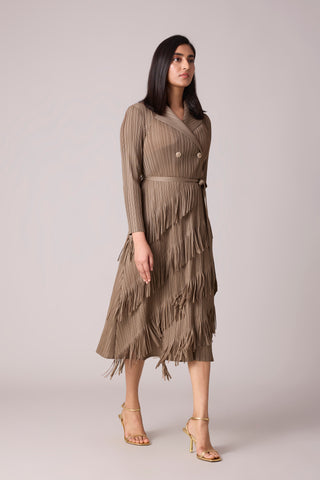 Camren Fringe Dress - Taupe