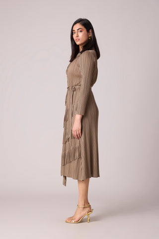 Camren Fringe Dress - Taupe