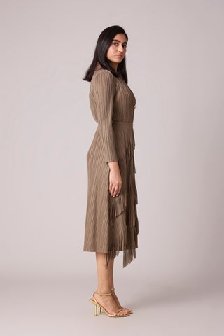 Camren Fringe Dress - Taupe