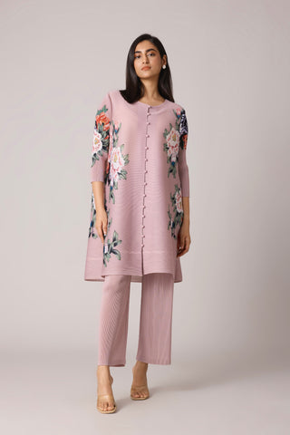 Mira Floral Tunic Set - Dull Pink