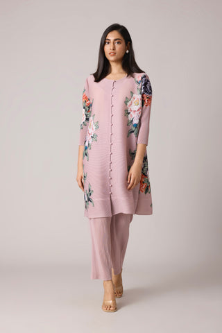 Mira Floral Tunic Set - Dull Pink