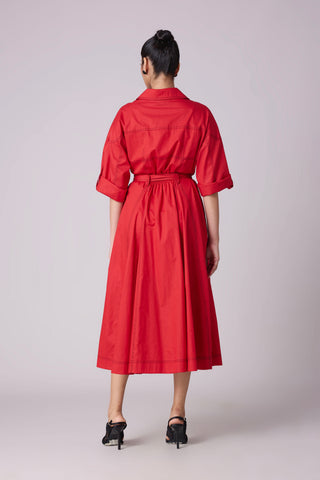 Riley Shirt Dress - Red