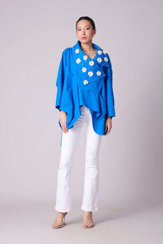 Ayaka Embellished Shirt - Aster Blue