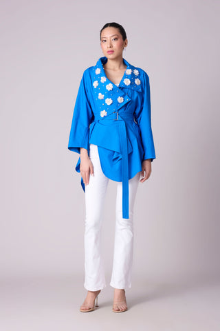 Ayaka Embellished Shirt - Aster Blue