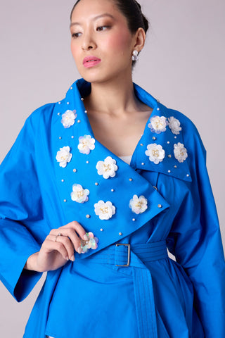 Ayaka Embellished Shirt - Aster Blue