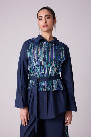 Chantelle Vest Shirt - Navy Blue