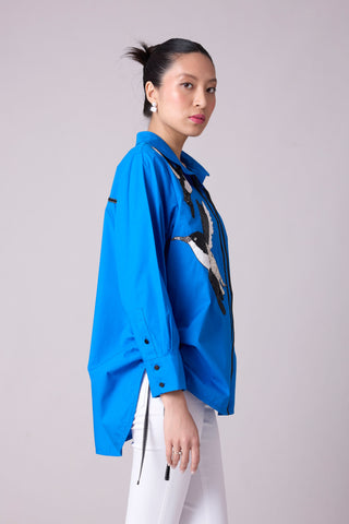 Sawyer Applique Shirt - Aster Blue