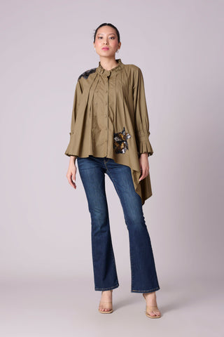 Cove Applique Shirt - Olive Green