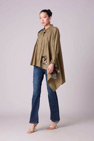 Cove Applique Shirt - Olive Green