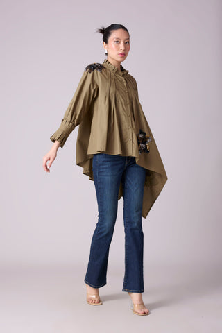 Cove Applique Shirt - Olive Green