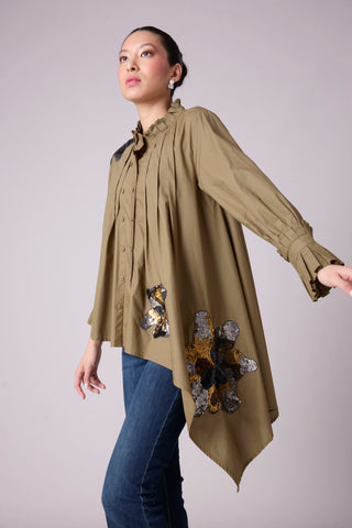 Cove Applique Shirt - Olive Green