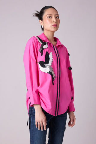 Sawyer Applique Shirt - Azalea Pink