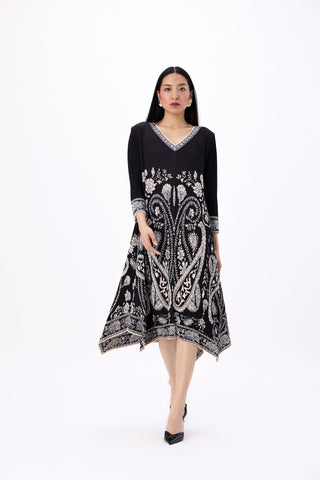 Clara Print Dress - Black