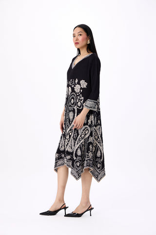 Clara Print Dress - Black