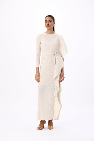 Serena Ruffle Dress - Oyster Ivory