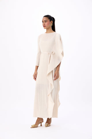 Serena Ruffle Dress - Oyster Ivory