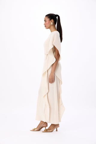 Serena Ruffle Dress - Oyster Ivory