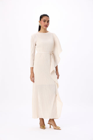 Serena Ruffle Dress - Oyster Ivory