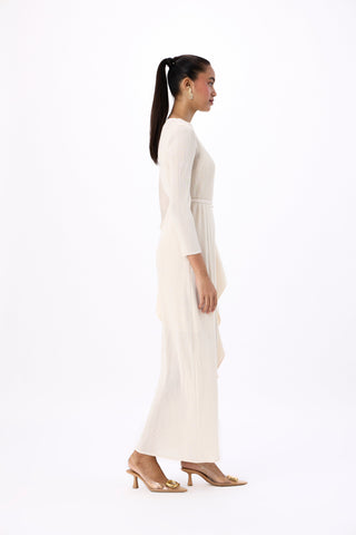 Serena Ruffle Dress - Oyster Ivory
