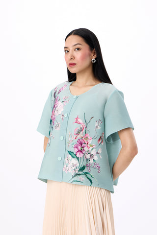 Mira Floral Top - Mint
