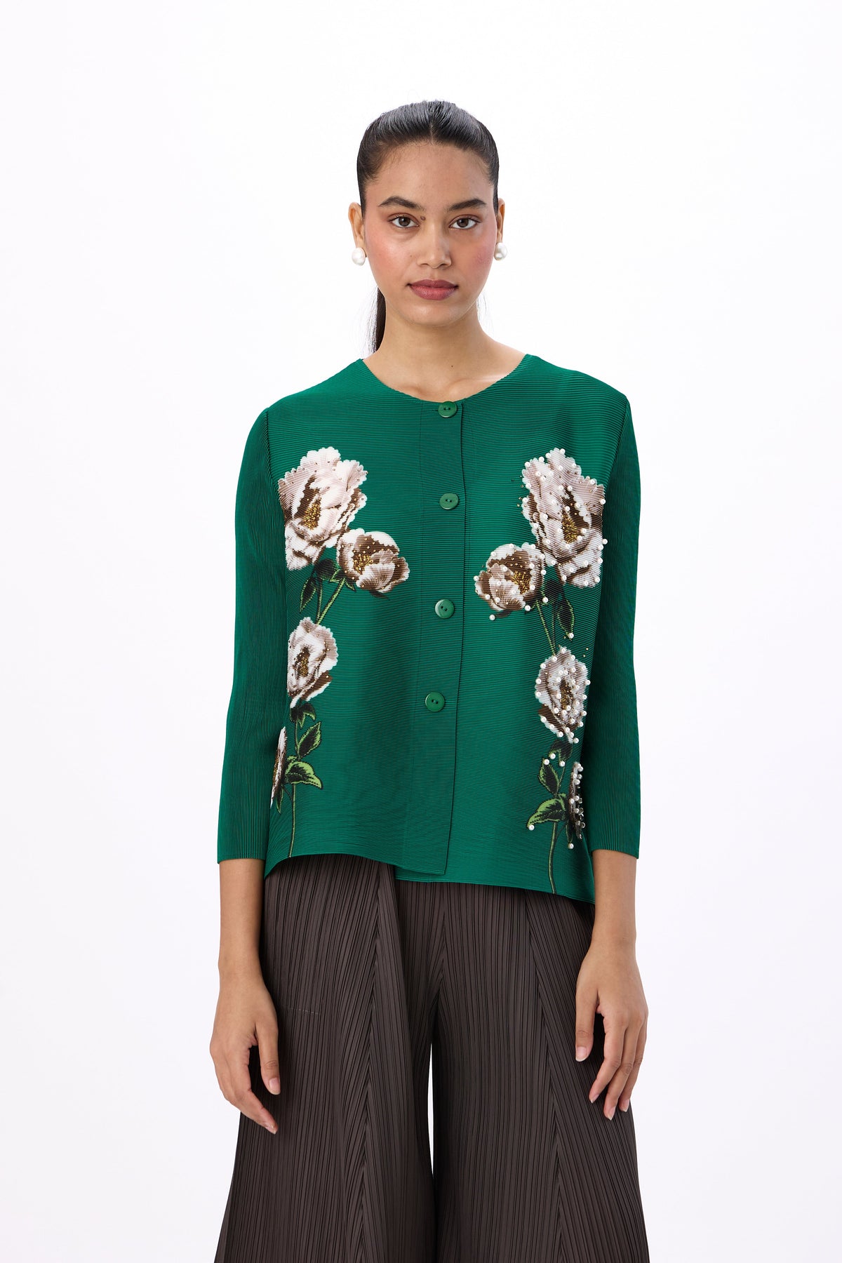 Aliz Floral Shirt - Emerald Green