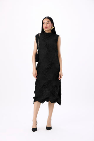 Mona 3D Sleeveless Dress - Black