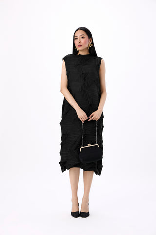 Mona 3D Sleeveless Dress - Black