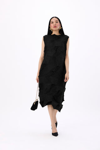 Mona 3D Sleeveless Dress - Black
