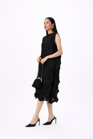 Mona 3D Sleeveless Dress - Black